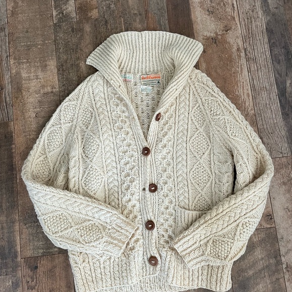 Vintage Irish Knit Shawl Collar Cardigan Ireland - Picture 3 of 12